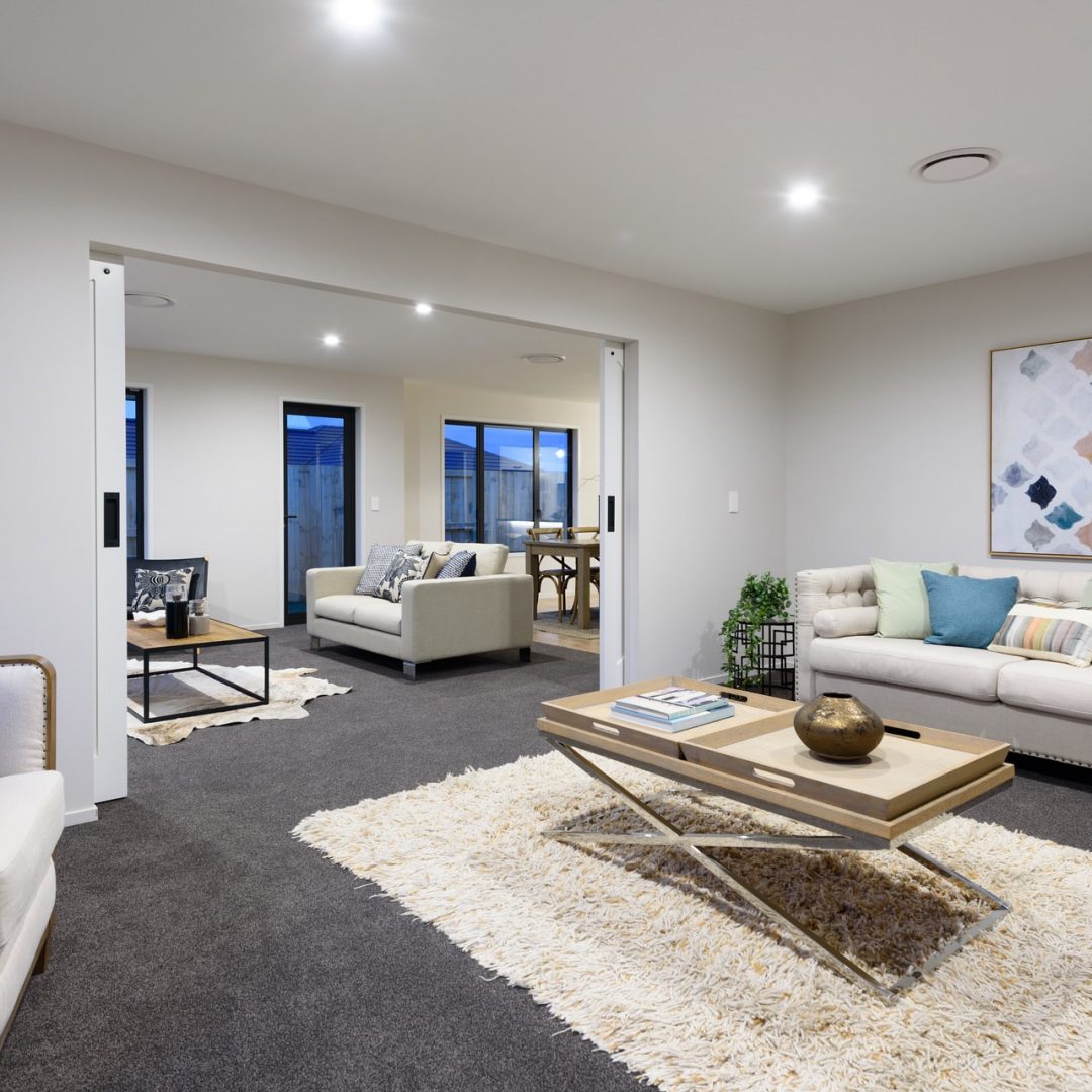 New build living area by Deluxe Homes.