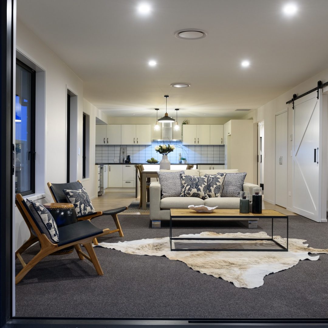 Open plan new build kitchen & living area by Deluxe Homes.