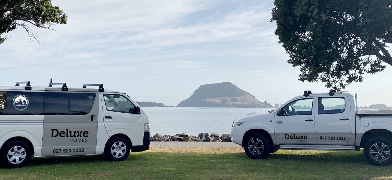 Deluxe Homes, Tauranga builders, work vehicles.